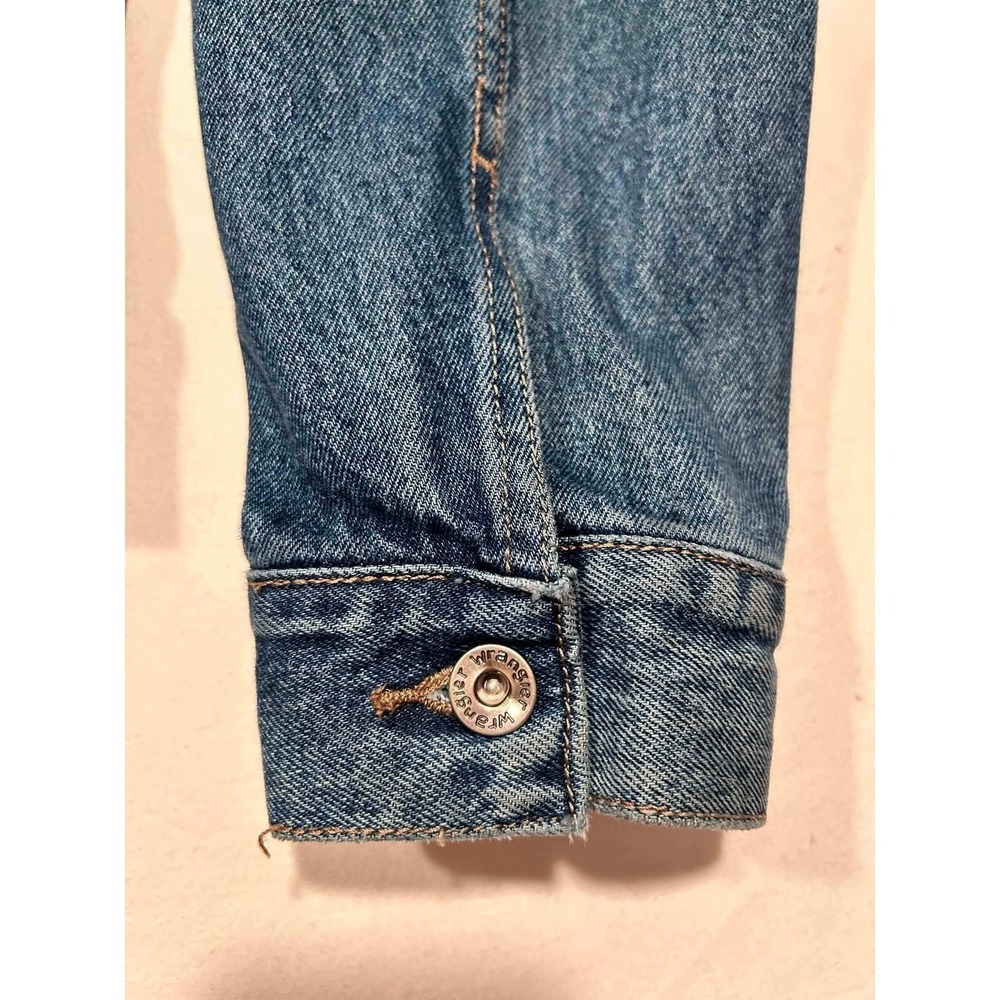 Wrangler Hero Mens Denim Trucker Jacket Medium Wash Blue Cotton Size Small - Picture 9 of 9